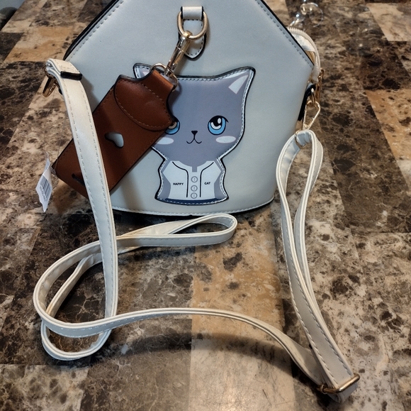 Happy Cat Beige Leather Purse - Picture 1 of 4